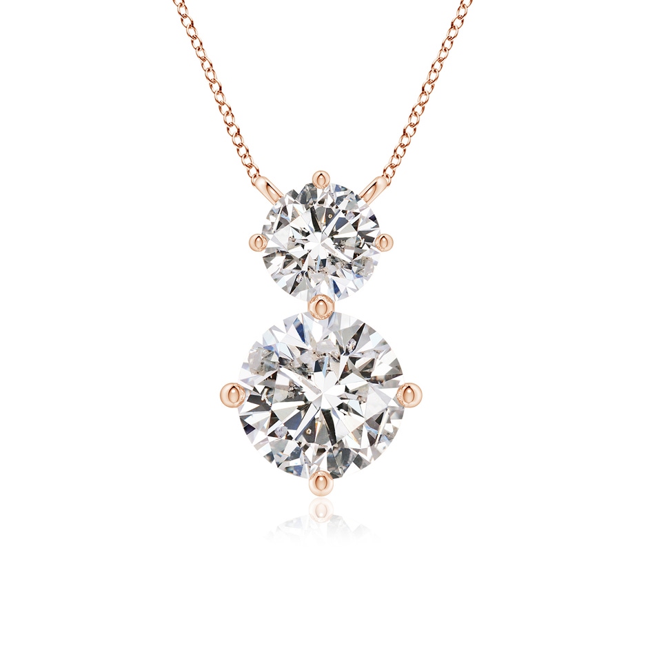 7.4mm IJI1I2 Round Diamond Two Stone Pendant in Rose Gold 