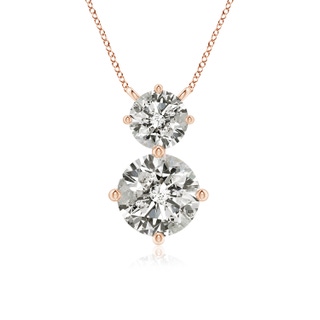 7.4mm KI3 Round Diamond Two Stone Pendant in Rose Gold
