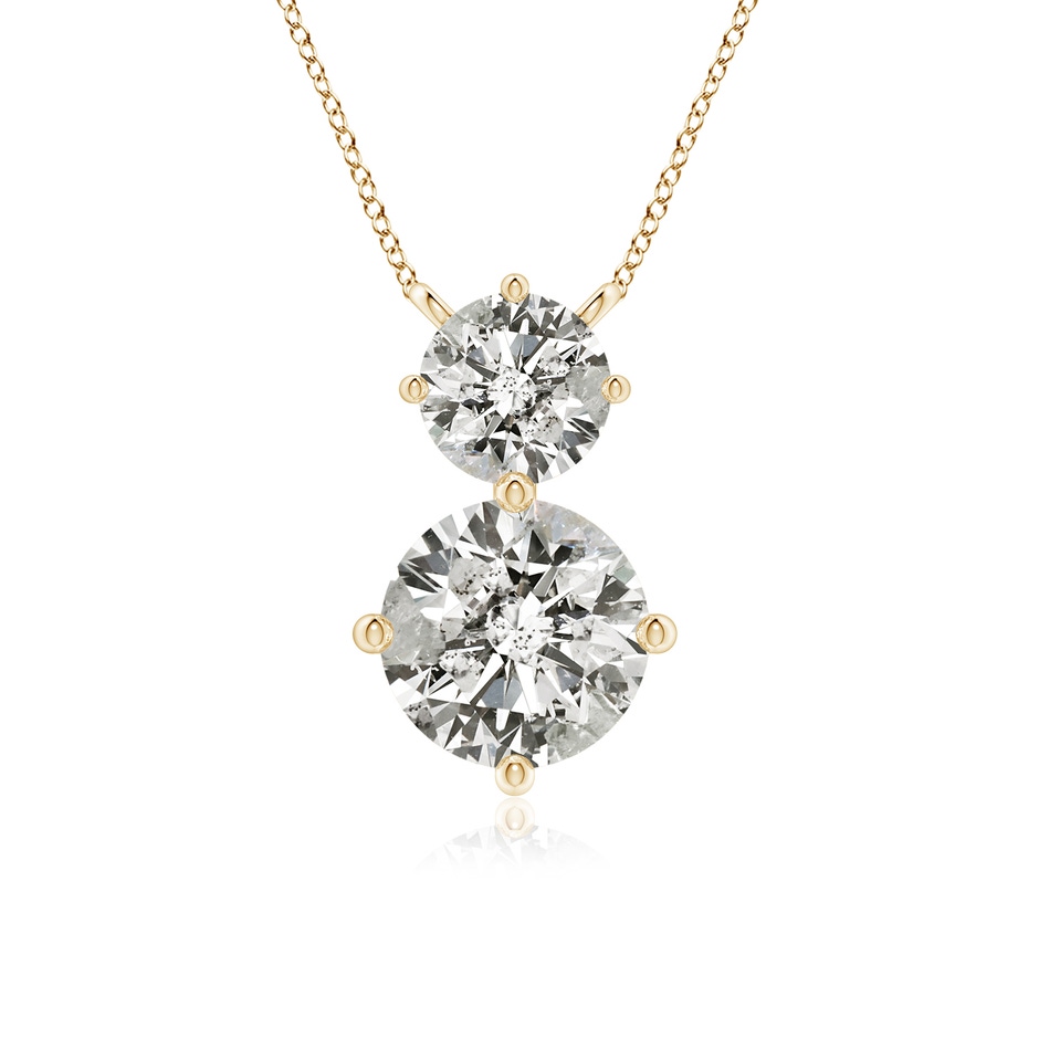 7.4mm KI3 Round Diamond Two Stone Pendant in Yellow Gold 
