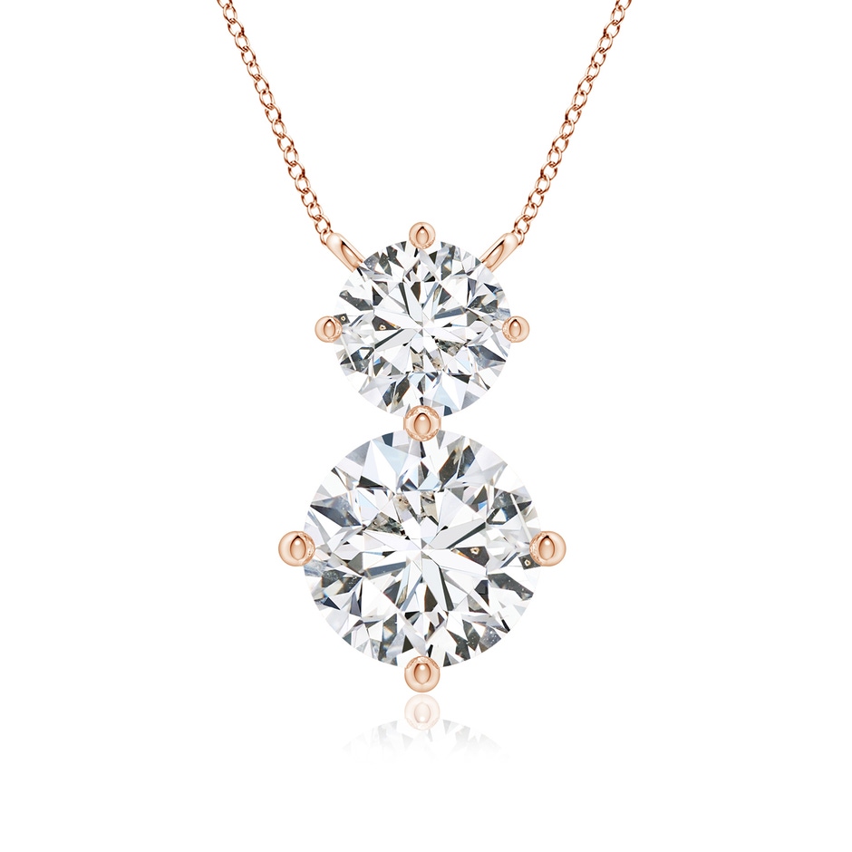 8mm HSI2 Round Diamond Two Stone Pendant in Rose Gold 