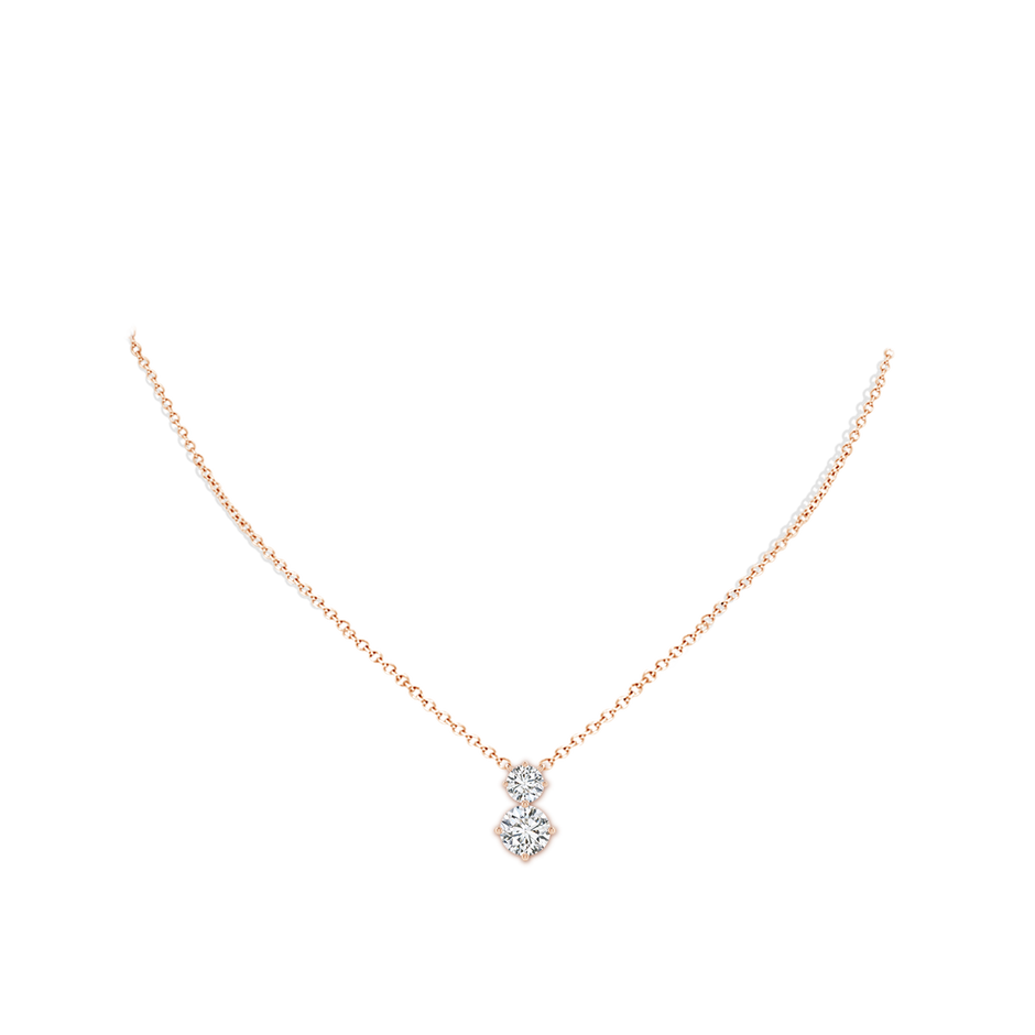 8mm HSI2 Round Diamond Two Stone Pendant in Rose Gold pen