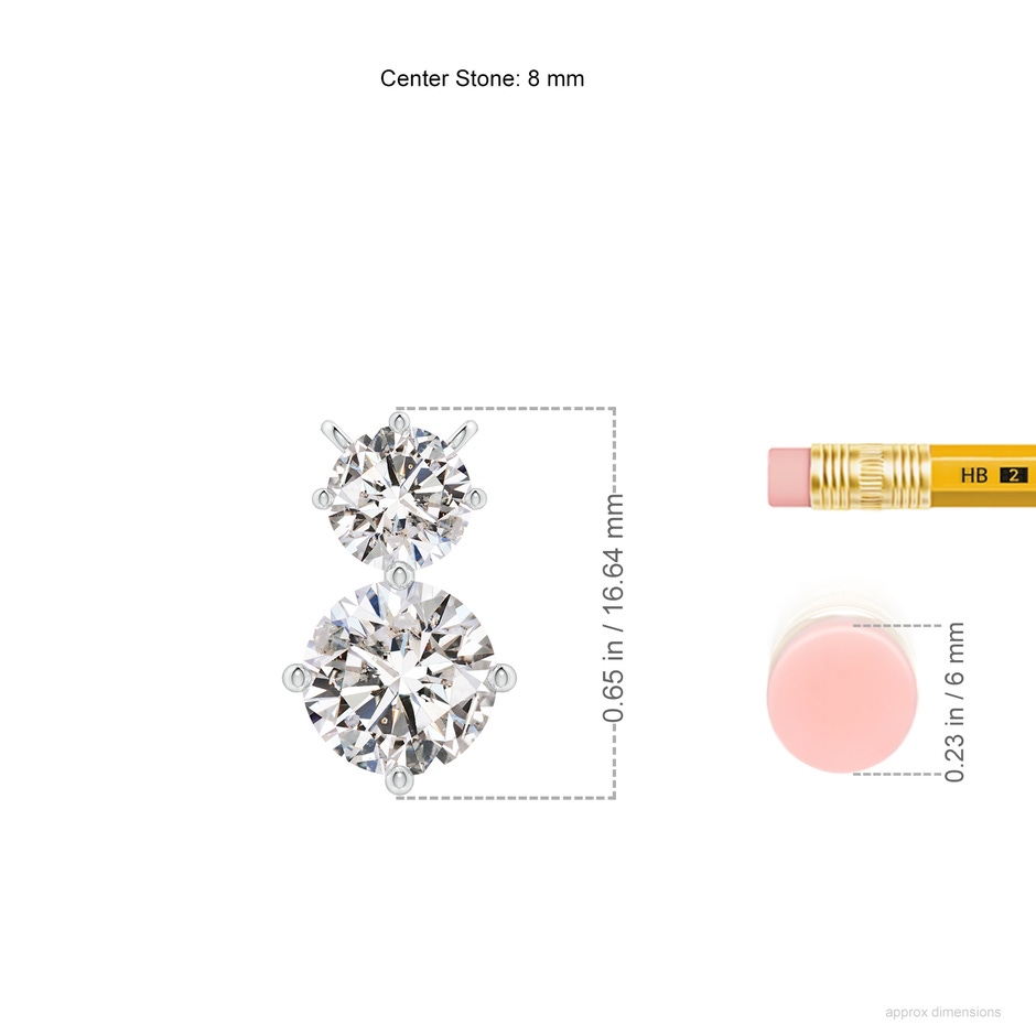 8mm IJI1I2 Round Diamond Two Stone Pendant in P950 Platinum ruler