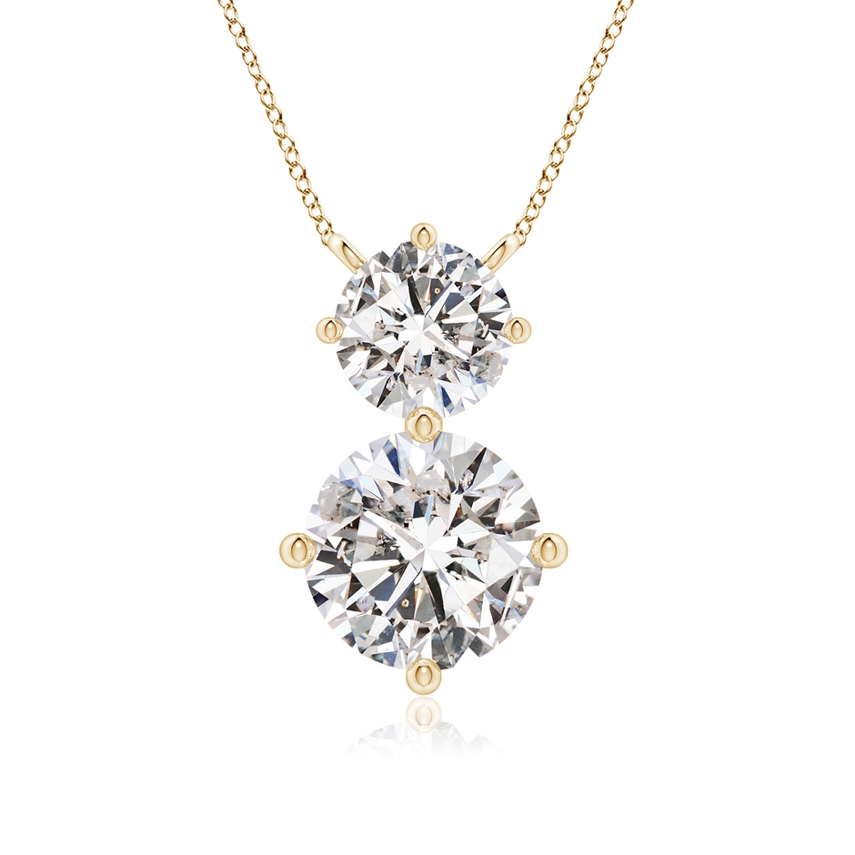 8mm IJI1I2 Round Diamond Two Stone Pendant in Yellow Gold 