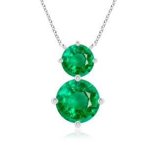 8mm AAA Round Emerald Two Stone Pendant in P950 Platinum