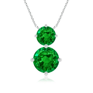 8mm AAAA Round Emerald Two Stone Pendant in P950 Platinum