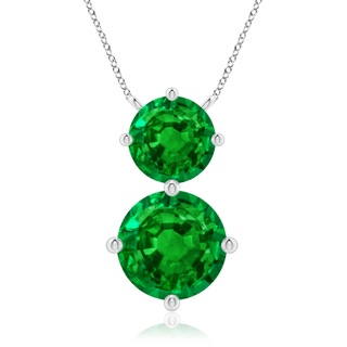9mm AAAA Round Emerald Two Stone Pendant in P950 Platinum