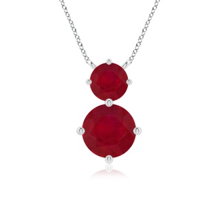 7mm AA Round Ruby Two Stone Pendant in P950 Platinum