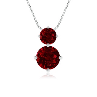 7mm AAAA Round Ruby Two Stone Pendant in P950 Platinum