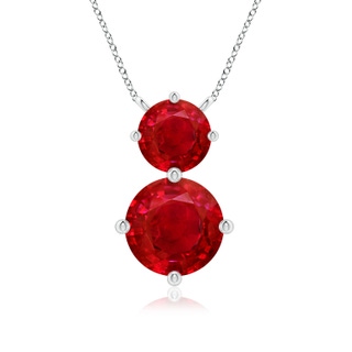 8mm AAA Round Ruby Two Stone Pendant in P950 Platinum