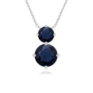 7mm A Round Blue Sapphire Two Stone Pendant in P950 Platinum