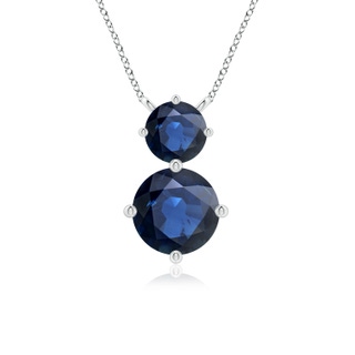 7mm AA Round Blue Sapphire Two Stone Pendant in P950 Platinum