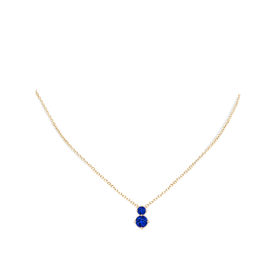 7mm Lab-Grown Round Blue Sapphire Two Stone Pendant in 18K Yellow Gold pen