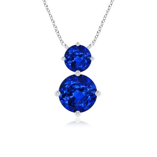 7mm Lab-Grown Round Blue Sapphire Two Stone Pendant in P950 Platinum