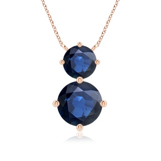 8mm AA Round Blue Sapphire Two Stone Pendant in Rose Gold