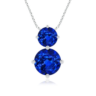 8mm Lab-Grown Round Blue Sapphire Two Stone Pendant in P950 Platinum