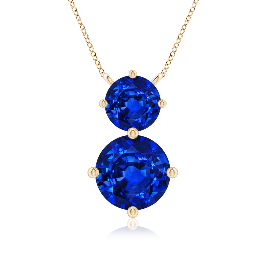 8mm Lab-Grown Round Blue Sapphire Two Stone Pendant in Yellow Gold 