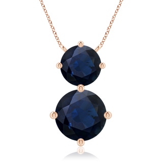 9mm A Round Blue Sapphire Two Stone Pendant in Rose Gold