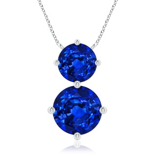 9mm Lab-Grown Round Blue Sapphire Two Stone Pendant in P950 Platinum