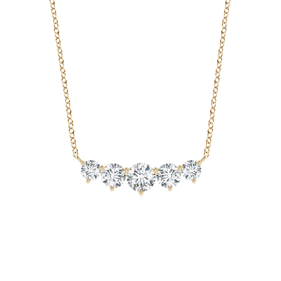 5.1mm GVS2 Graduated Five Stone Round Diamond Necklace in Yellow Gold 