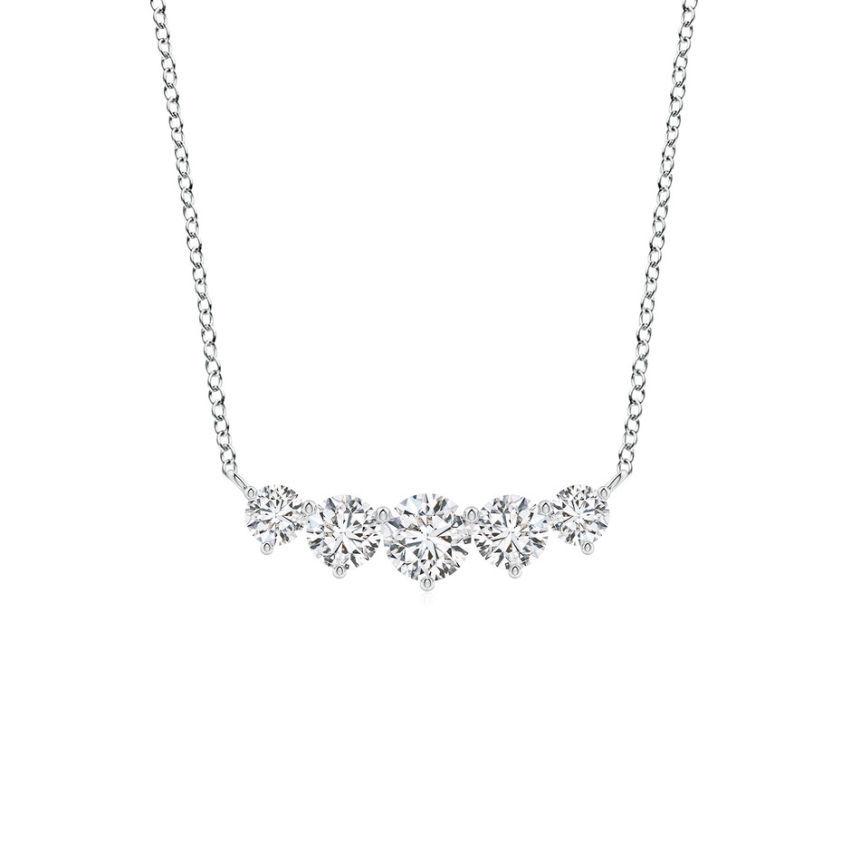 5.1mm HSI2 Graduated Five Stone Round Diamond Necklace in White Gold 