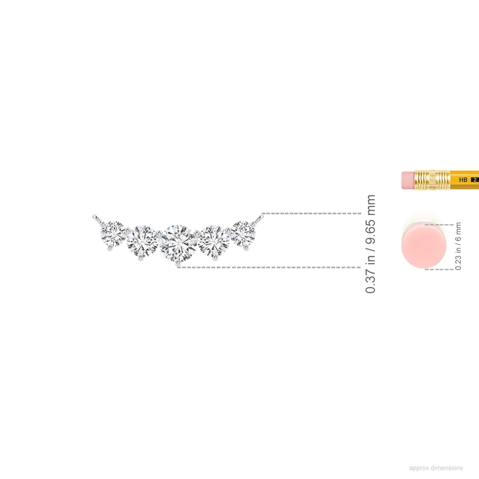5.1mm HSI2 Graduated Five Stone Round Diamond Necklace in White Gold ruler