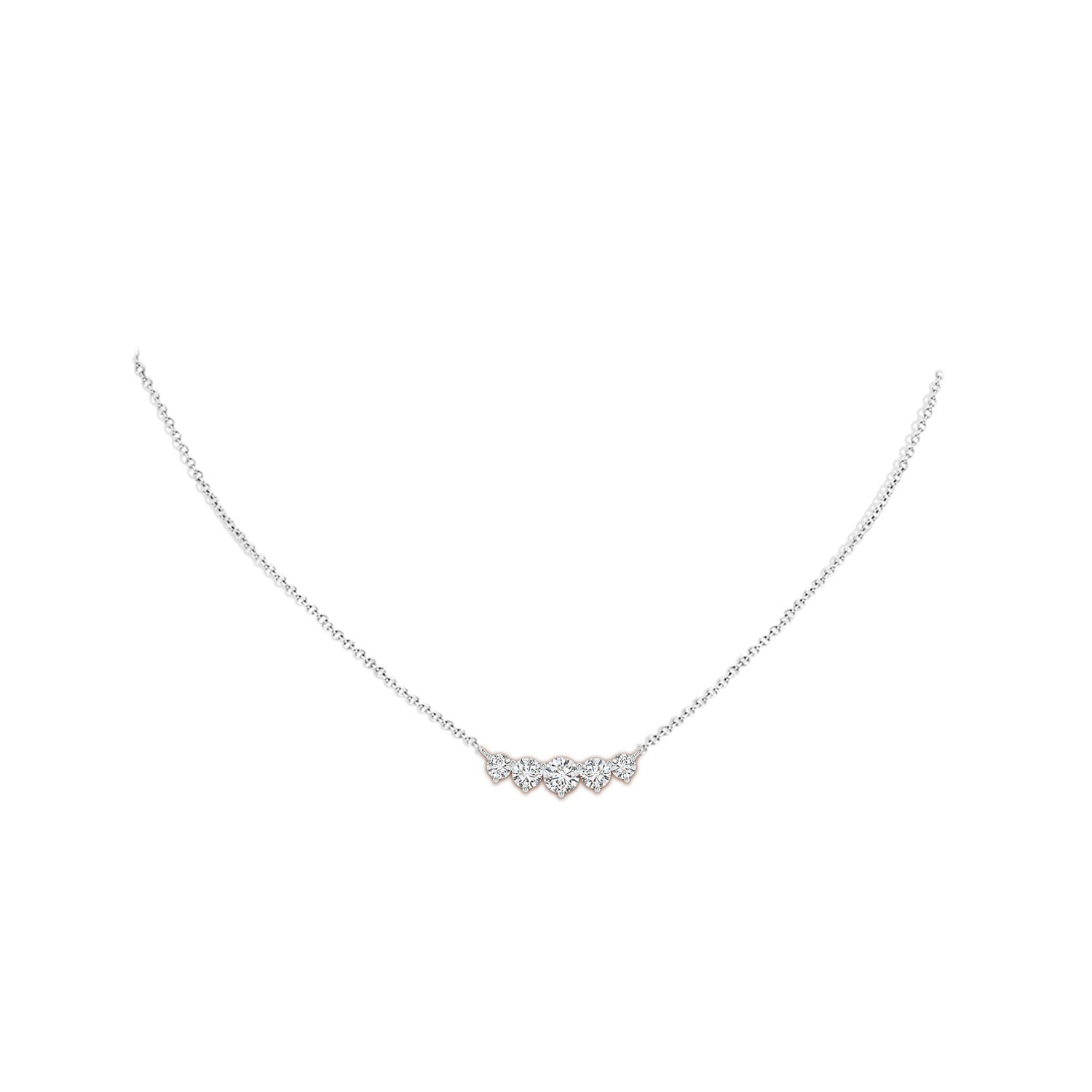 5.1mm HSI2 Graduated Five Stone Round Diamond Necklace in White Gold - body_neck