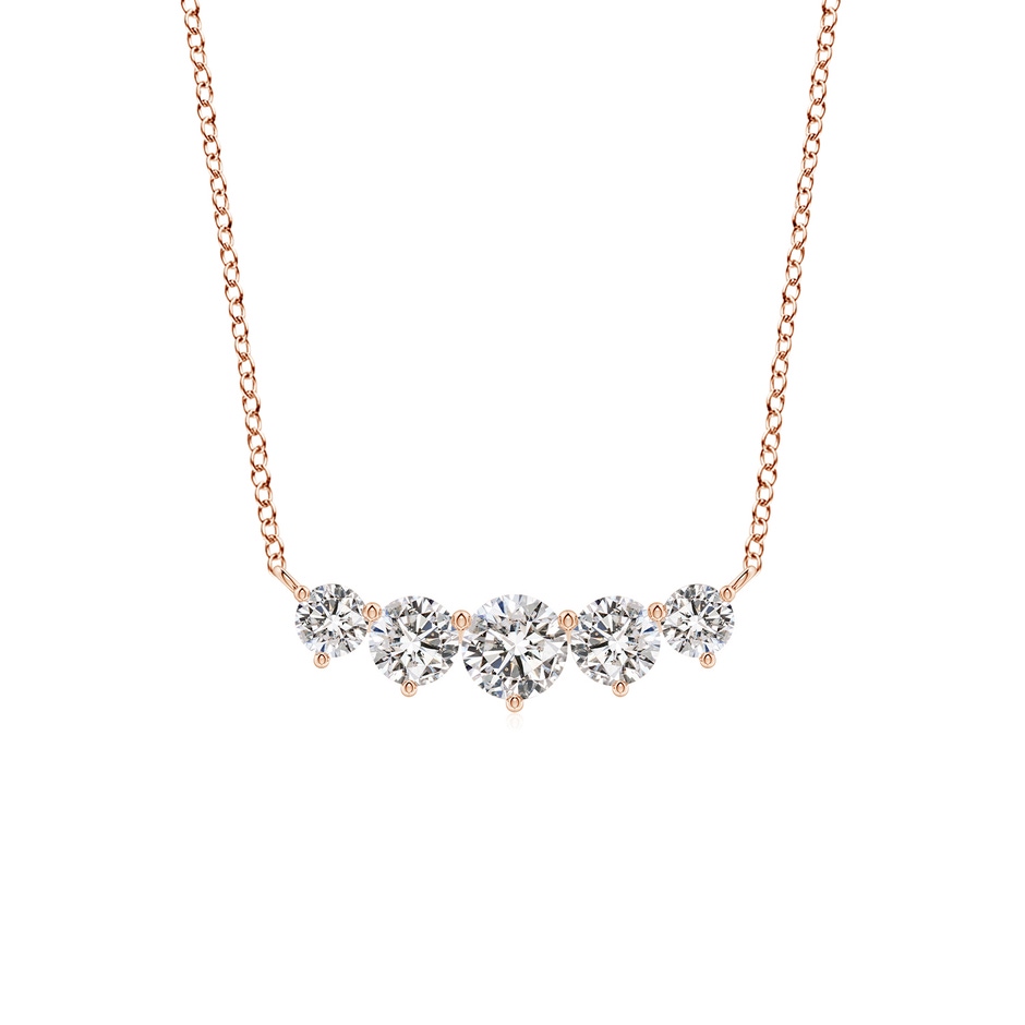 5.1mm IJI1I2 Graduated Five Stone Round Diamond Necklace in Rose Gold 