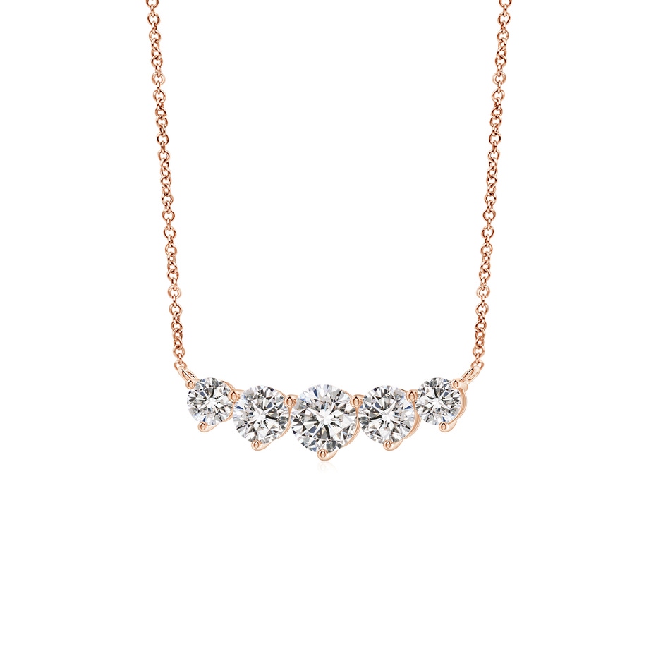 5.1mm IJI1I2 Graduated Five Stone Round Diamond Necklace in Rose Gold side 199