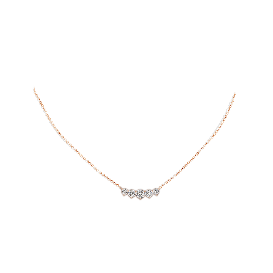 5.1mm IJI1I2 Graduated Five Stone Round Diamond Necklace in Rose Gold pen
