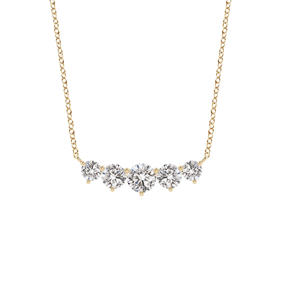 5.1mm IJI1I2 Graduated Five Stone Round Diamond Necklace in Yellow Gold 