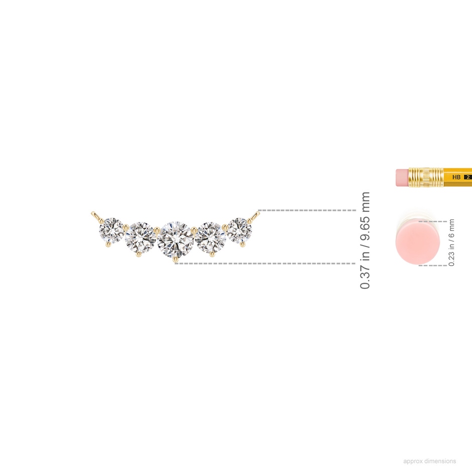 5.1mm IJI1I2 Graduated Five Stone Round Diamond Necklace in Yellow Gold ruler