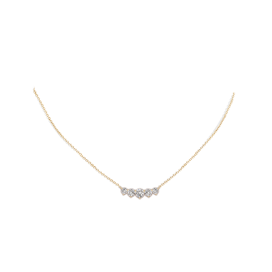 5.1mm IJI1I2 Graduated Five Stone Round Diamond Necklace in Yellow Gold pen