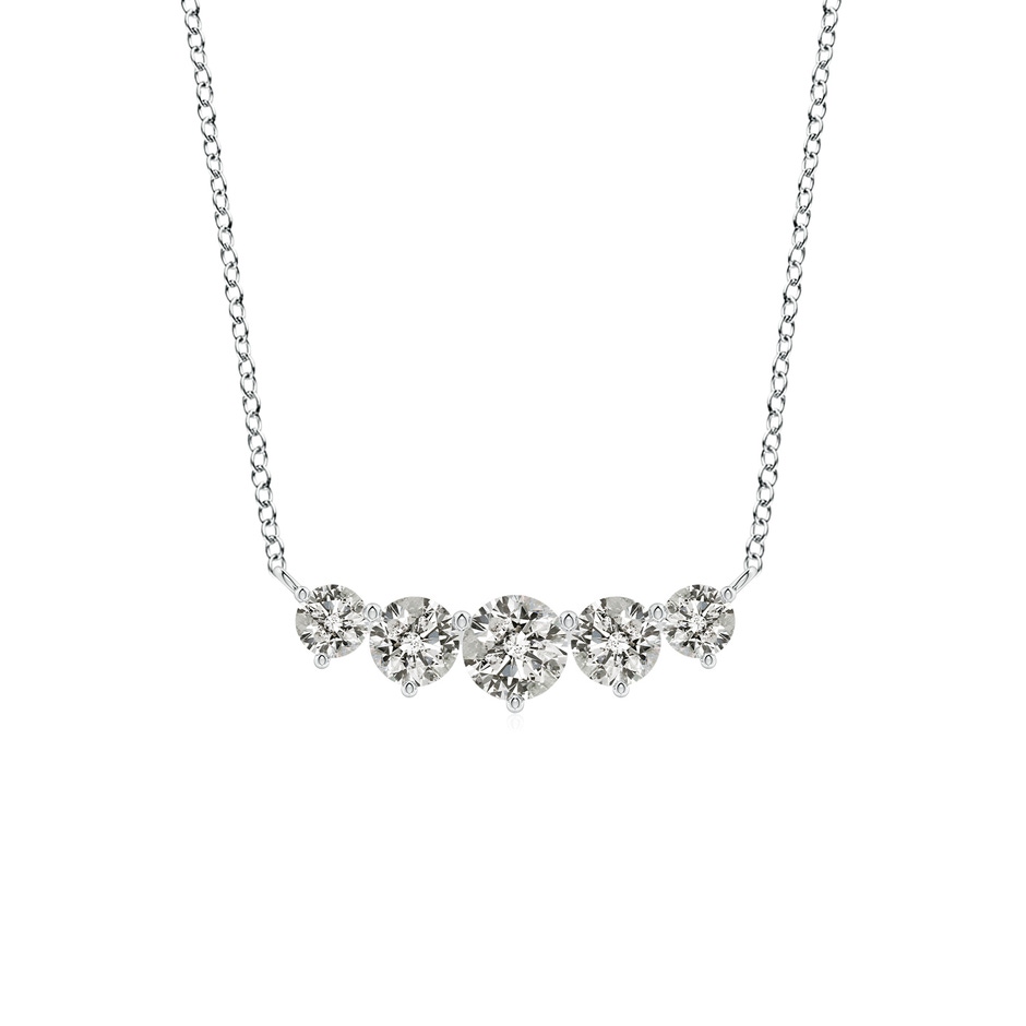 5.1mm KI3 Graduated Five Stone Round Diamond Necklace in White Gold 