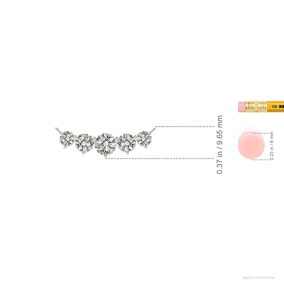 5.1mm KI3 Graduated Five Stone Round Diamond Necklace in White Gold ruler