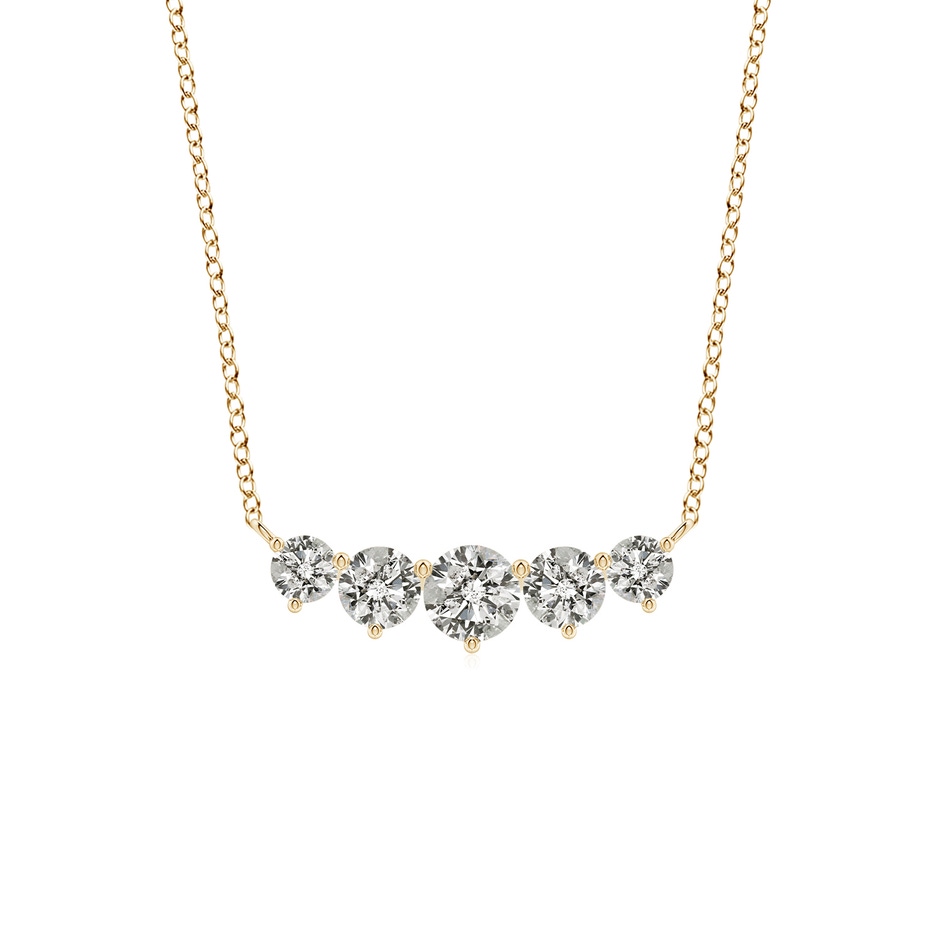 5.1mm KI3 Graduated Five Stone Round Diamond Necklace in Yellow Gold 