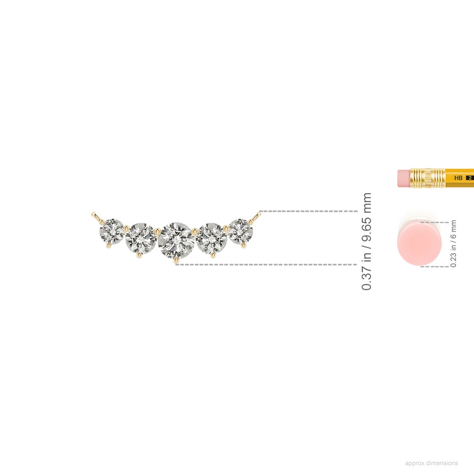 5.1mm KI3 Graduated Five Stone Round Diamond Necklace in Yellow Gold ruler