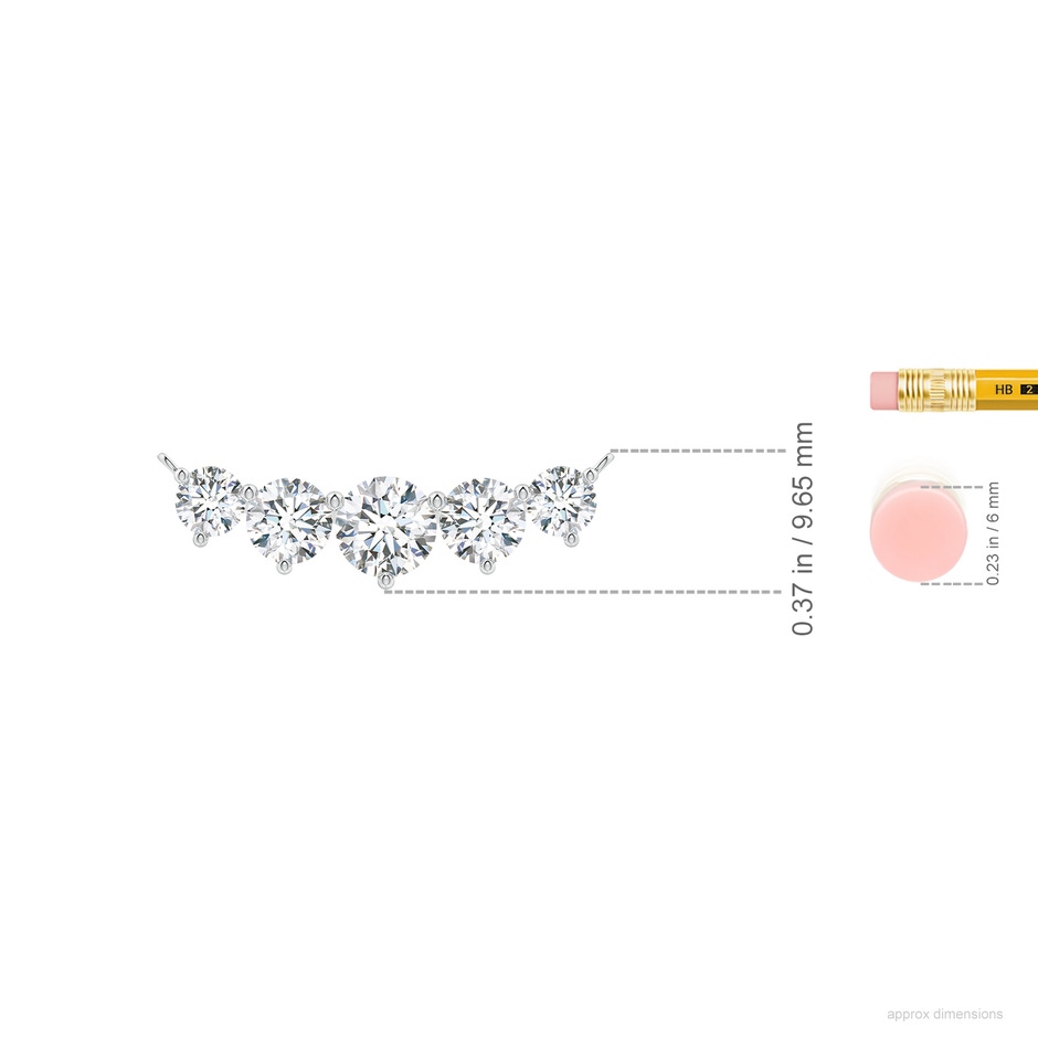 6.4mm GVS2 Graduated Five Stone Round Diamond Necklace in P950 Platinum ruler