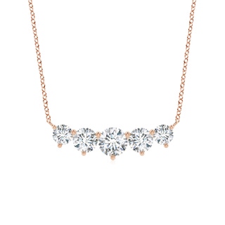 6.4mm GVS2 Graduated Five Stone Round Diamond Necklace in Rose Gold