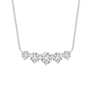 6.4mm HSI2 Graduated Five Stone Round Diamond Necklace in P950 Platinum