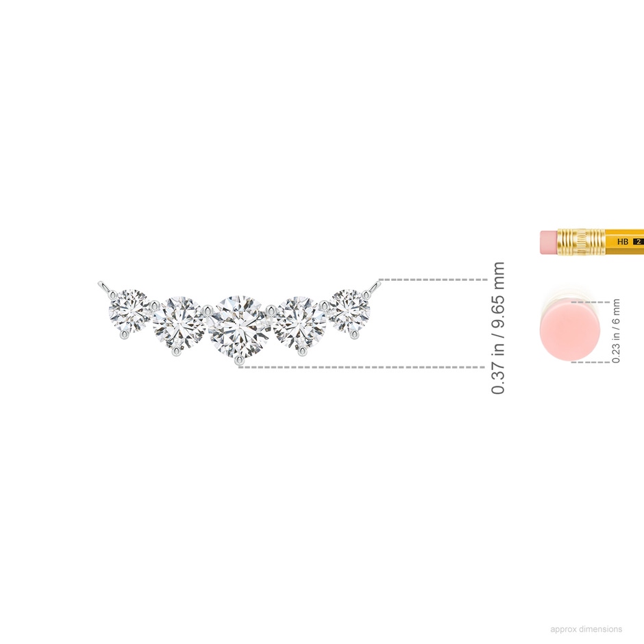 6.4mm HSI2 Graduated Five Stone Round Diamond Necklace in White Gold ruler
