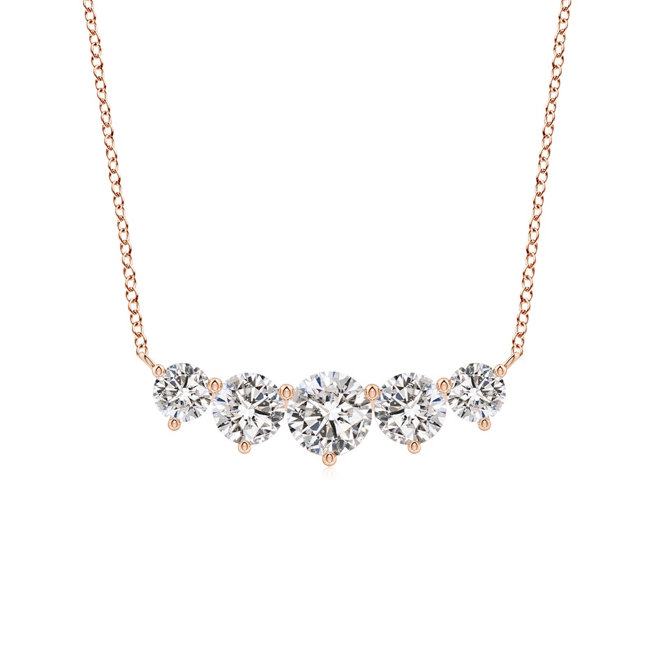 6.4mm IJI1I2 Graduated Five Stone Round Diamond Necklace in Rose Gold 
