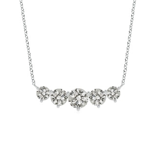 6.4mm KI3 Graduated Five Stone Round Diamond Necklace in P950 Platinum