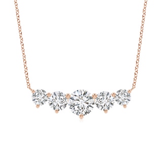 8mm HSI2 Graduated Five Stone Round Diamond Necklace in 10K Rose Gold