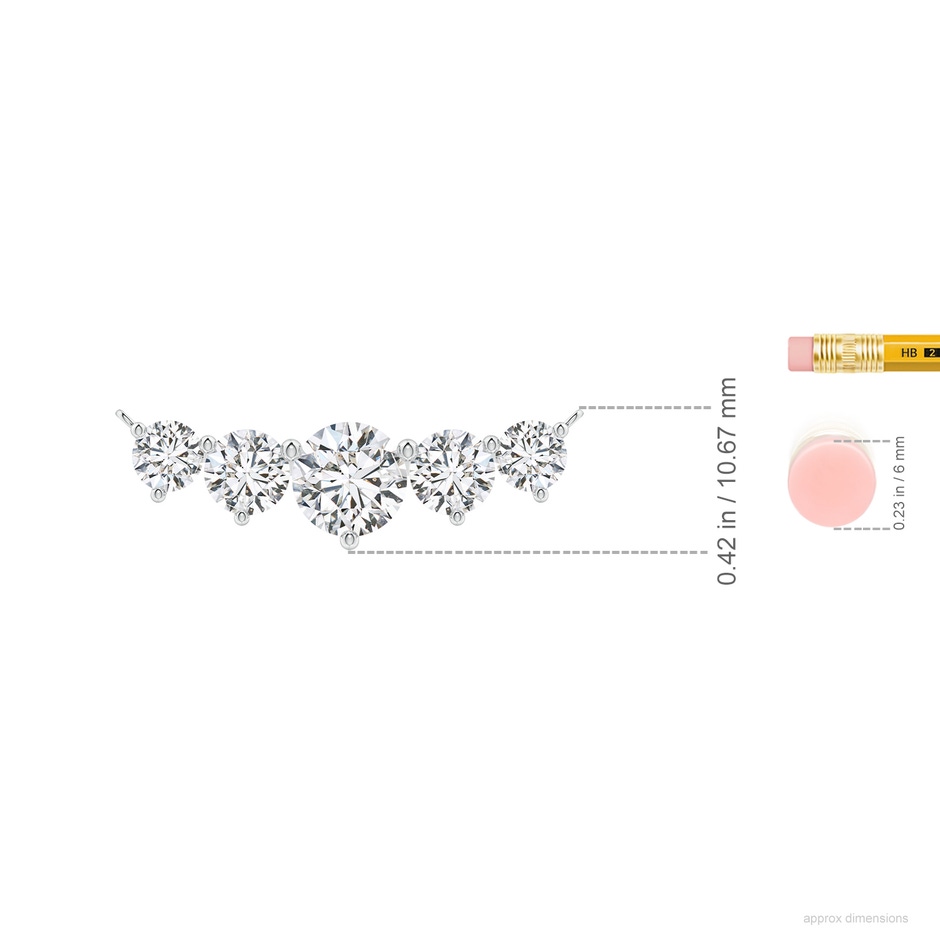 8mm HSI2 Graduated Five Stone Round Diamond Necklace in P950 Platinum ruler