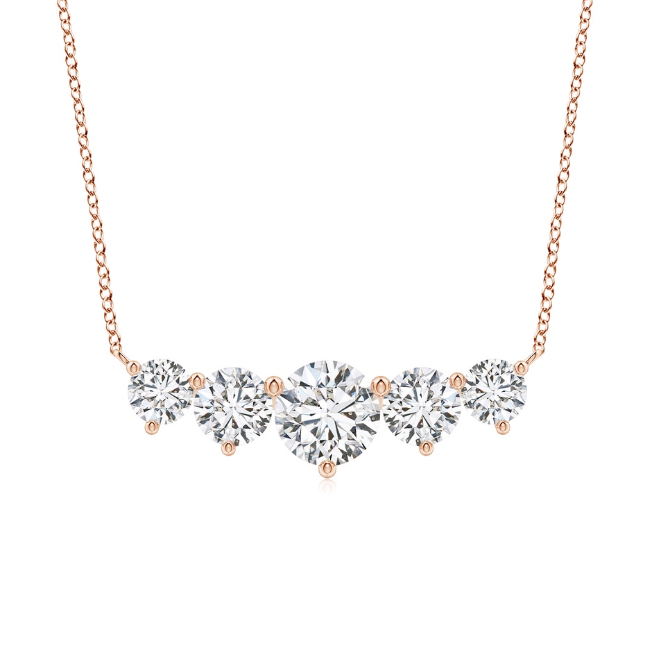 8mm HSI2 Graduated Five Stone Round Diamond Necklace in Rose Gold 