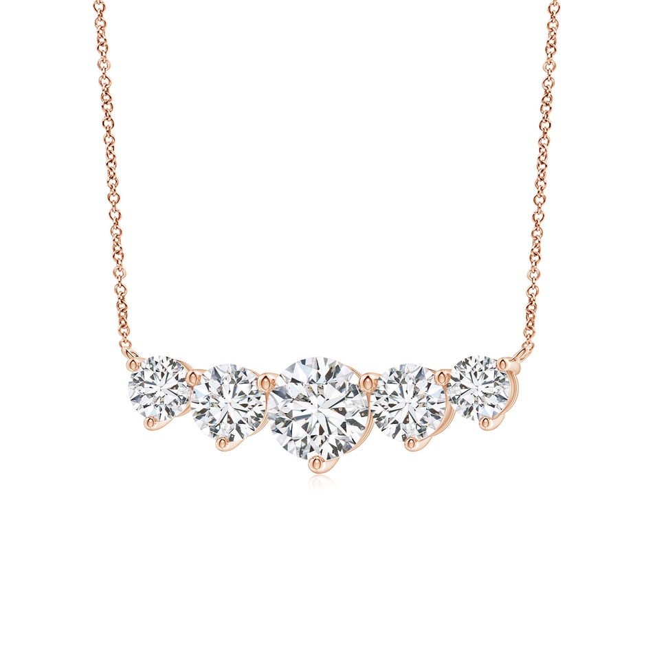8mm HSI2 Graduated Five Stone Round Diamond Necklace in Rose Gold side 199