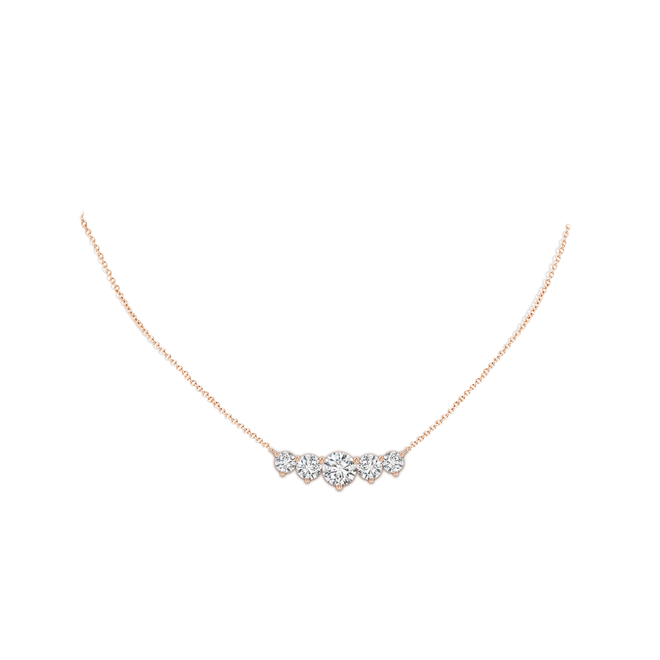 8mm HSI2 Graduated Five Stone Round Diamond Necklace in Rose Gold pen