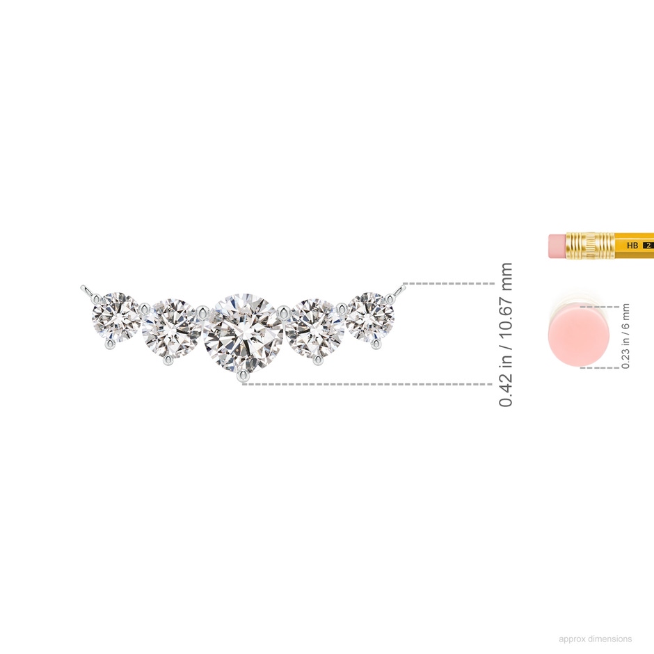 8mm IJI1I2 Graduated Five Stone Round Diamond Necklace in P950 Platinum ruler