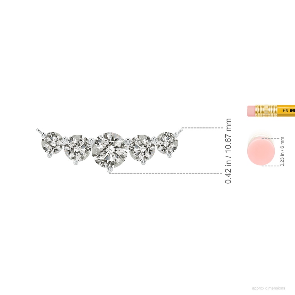 8mm KI3 Graduated Five Stone Round Diamond Necklace in P950 Platinum ruler