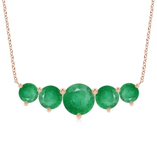 10mm A Graduated Five Stone Round Emerald Necklace in Rose Gold